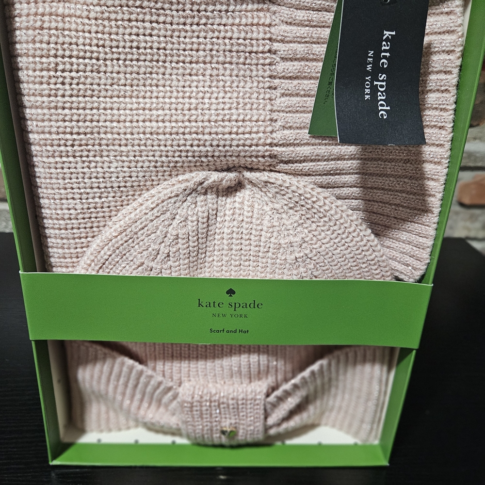Kate Spade Blush Knit Hat and Scarf Set